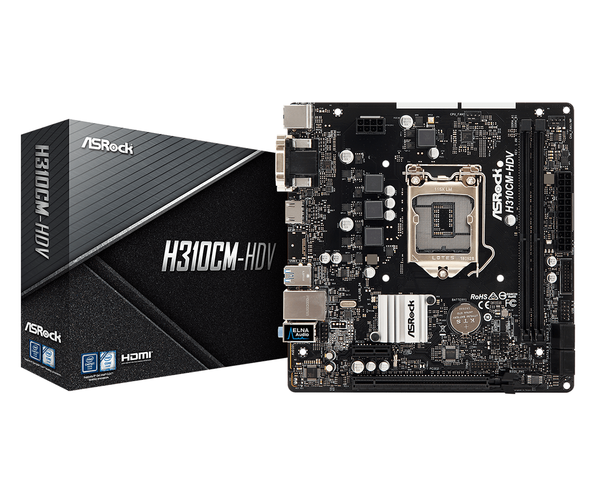 Mainboard ASROCK H310CM HDV (Intel H310, Socket 1151, m-ATX, 2 khe RAM DDR4)