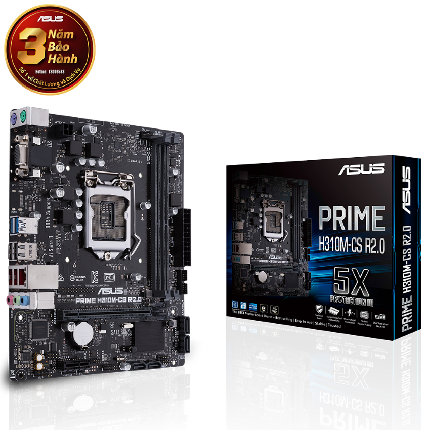 Mainboard ASUS H310M PRIME H310M-CS R2.0 (Intel H310 , Socket 1151, m-ATX, 2 khe RAM DDR4)